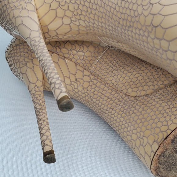 CASADEI Beige Snake Print Leather High Heel Platform Shoes  - Picture 11 of 12